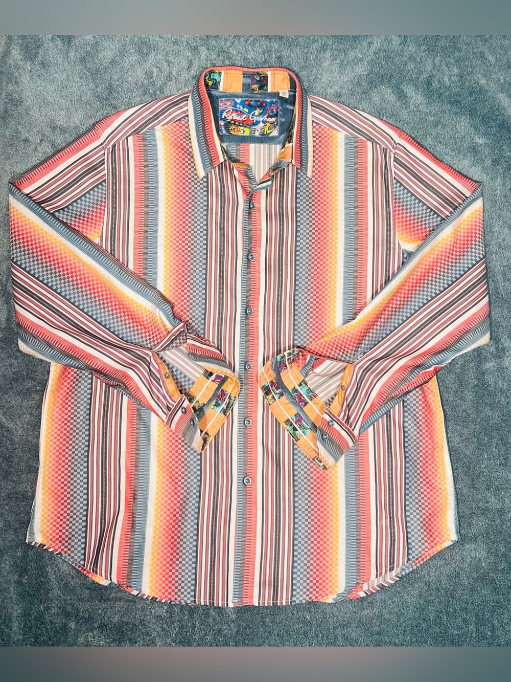 Robert Graham Multicolor Striped Flip Cuff Shirt 2XL